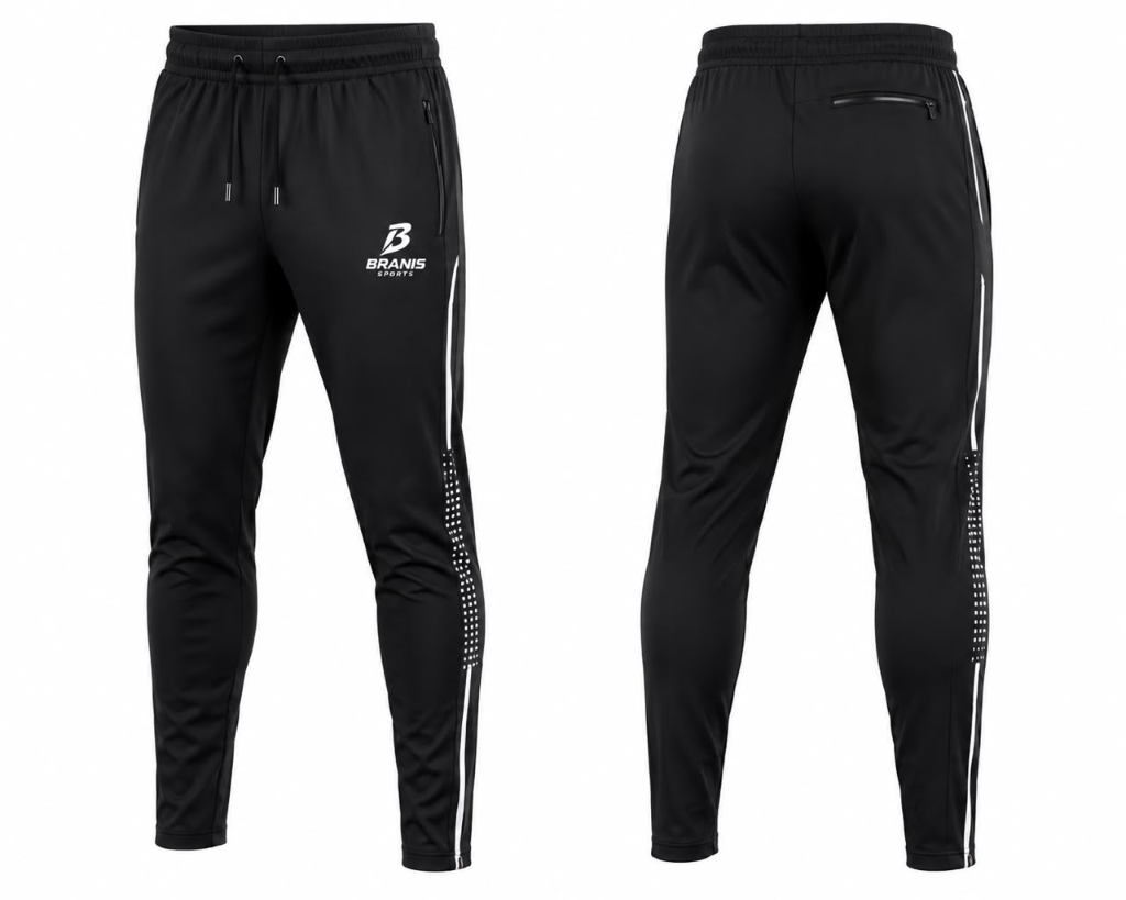 Custom Black & White Dotted Performance Zip-Ankle Track Pants Sialkot — Branis Sports