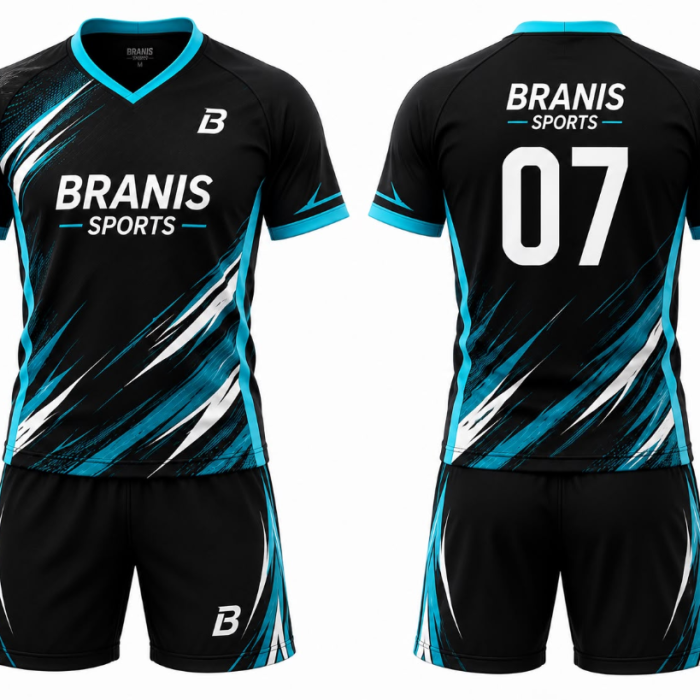 Custom Custom Black & Cyan Sublimated Badminton Uniforms | Sialkot Manufacturer | Wholesale Manufacturer Sialkot Pakistan — Branis Sports