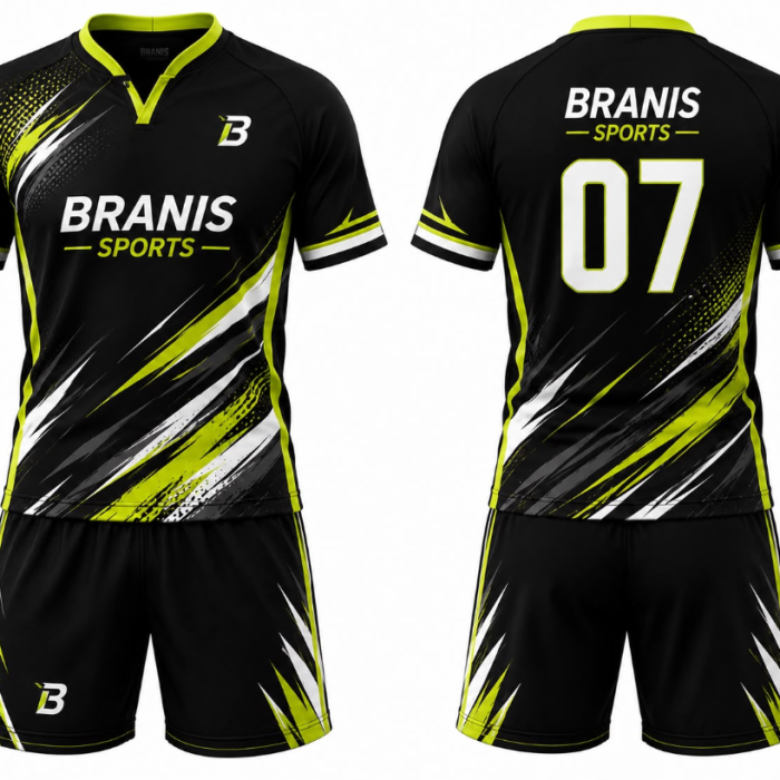 Custom Custom Black & Lime Green Sublimated Badminton kits | Sialkot Factory Direct | Wholesale Manufacturer Sialkot Pakistan — Branis Sports