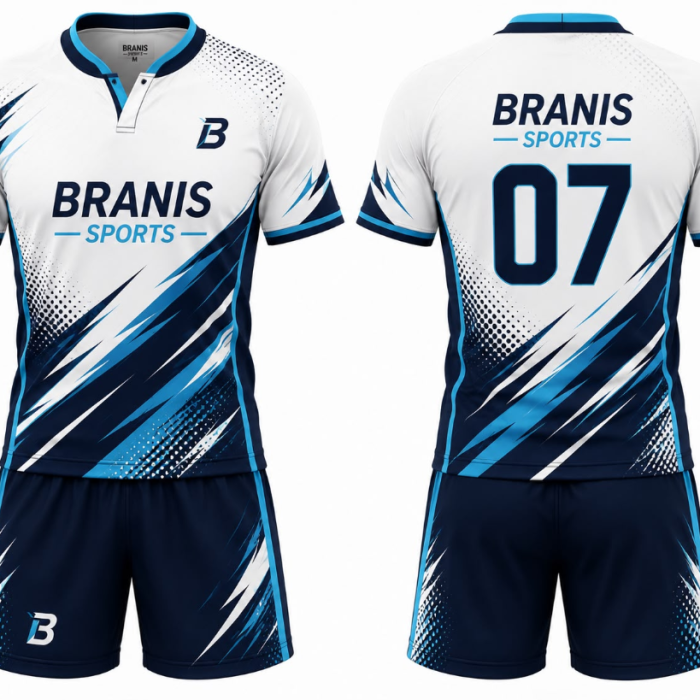 Custom Custom White & Cyan Slash Sublimated Badminton Team Kits | Sialkot Wholesale Factory | Wholesale Manufacturer Sialkot Pakistan — Branis Sports