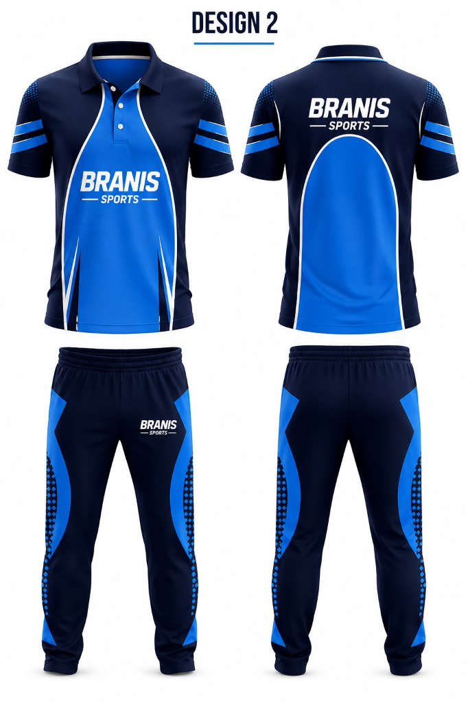 Custom Custom Royal Blue & Navy Sublimated Cricket Team Kit | Factory Direct Wholesale | Wholesale Manufacturer Sialkot Pakistan — Branis Sports