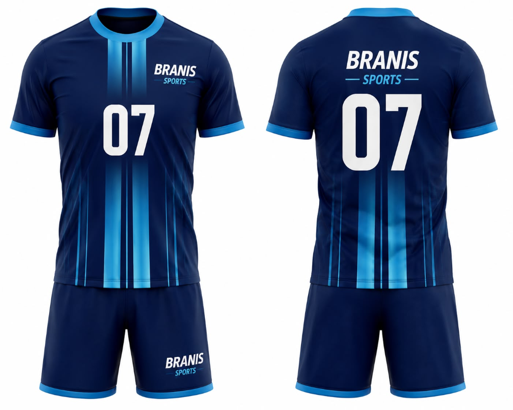 Custom Custom Dark Navy & Sky Blue Sublimated Soccer Uniforms | Wholesale Manufacturer Sialkot Pakistan — Branis Sports