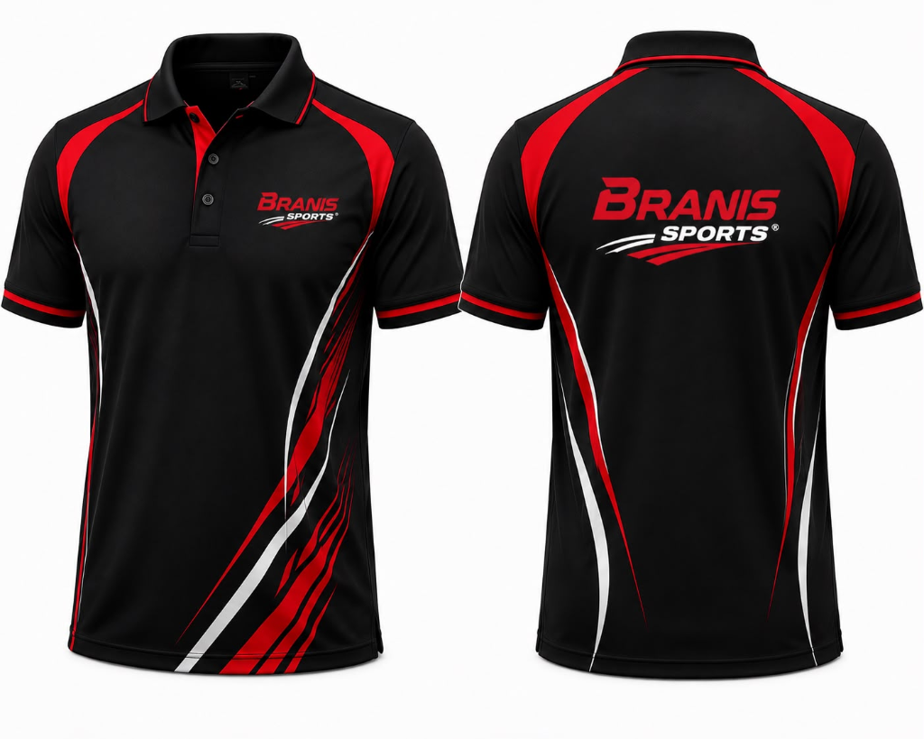 Custom Custom Sublimated Black & Red Athletic Sports Polo Shirts | Wholesale Sialkot Manufacturer | Wholesale Manufacturer Sialkot Pakistan — Branis Sports