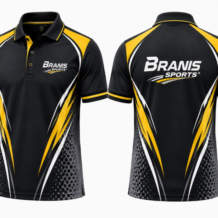 Custom Custom Sublimated Black & Yellow Halftone Golf Polo Shirts | Factory Direct Sialkot | Wholesale Manufacturer Sialkot Pakistan — Branis Sports