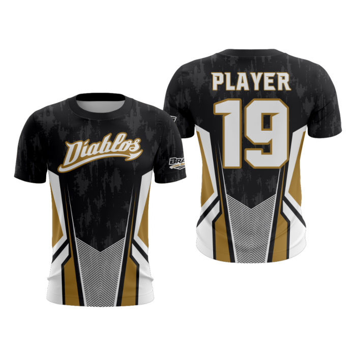 Custom Custom Diablos Black & Gold Pro Tech Athletic T-Shirts | Sialkot Manufacturer | Wholesale Manufacturer Sialkot Pakistan — Branis Sports