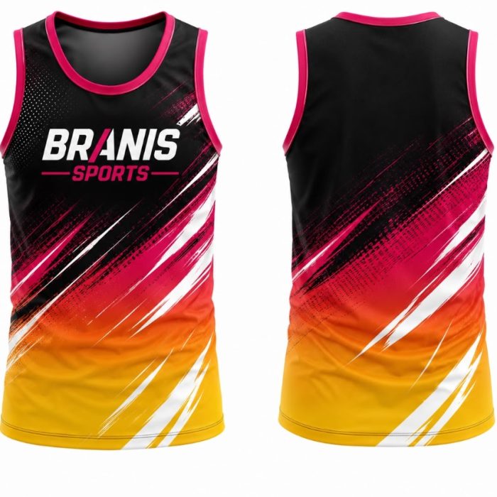 Custom Custom Pink & Orange Gradient Sublimated Athletic Tank Tops | Sialkot Wholesale | Wholesale Manufacturer Sialkot Pakistan — Branis Sports