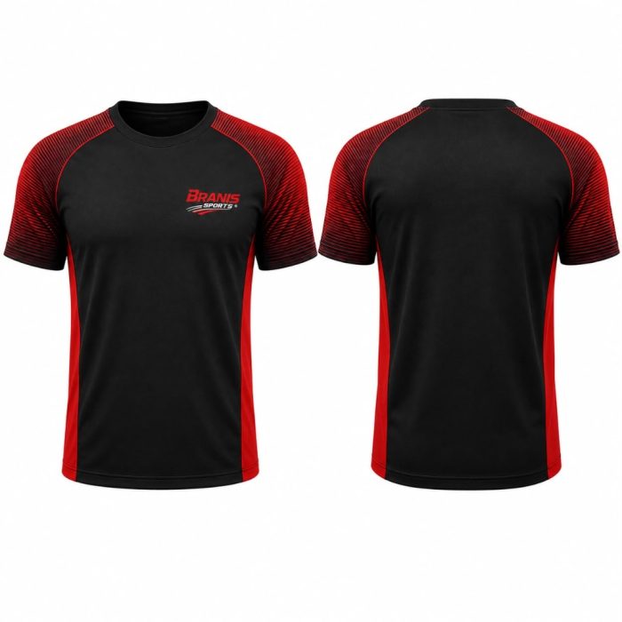Custom Custom Red & Black Short Sleeve Athletic Training T-Shirts | Sialkot OEM | Wholesale Manufacturer Sialkot Pakistan — Branis Sports