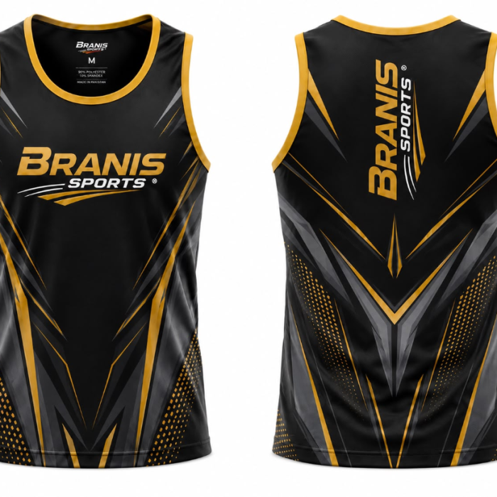 Custom Black & Gold Luxury Sublimated Gym Tank Top
