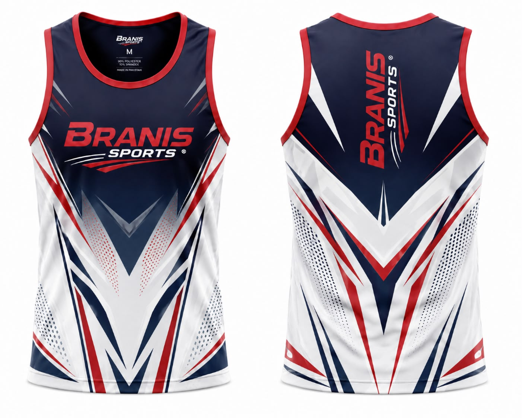 Custom Navy White & Red Athletic Performance Tank Top