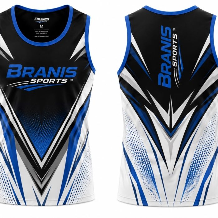Custom Royal Blue & White Sublimated Fitness Tank Top