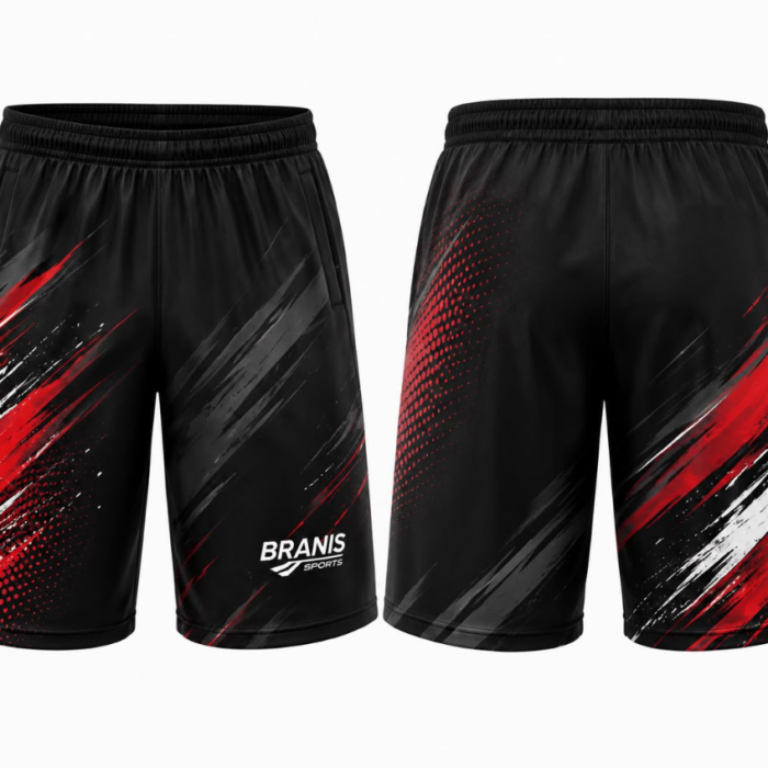 Custom Black & Red Sublimated Athletic Training Shorts
