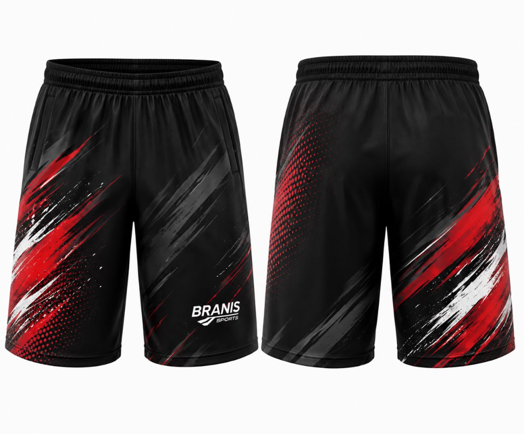 Custom Black & Red Sublimated Athletic Training Shorts